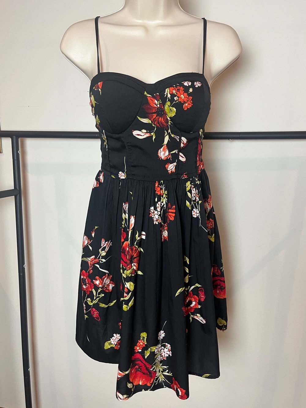 Band of Gypsies Black Floral Mini Dress with Corset Bustier Whimsigoth Small
